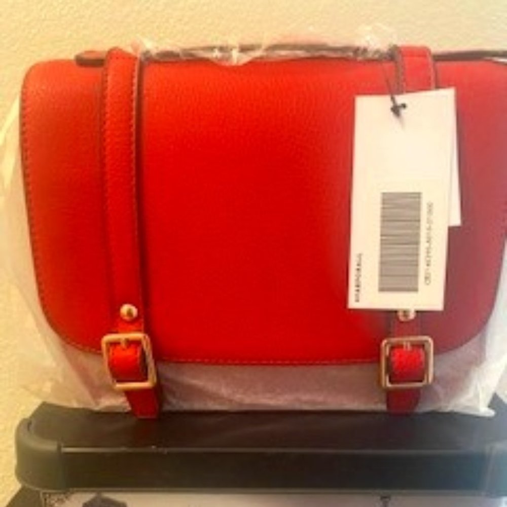 Red Crossbody Purse with Gold Hardware.